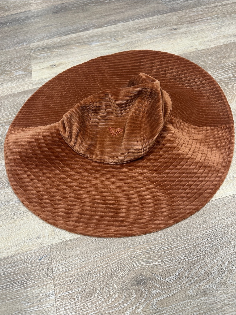 Roxy Wide Brim Corduroy Sun Hat in Rust Brown